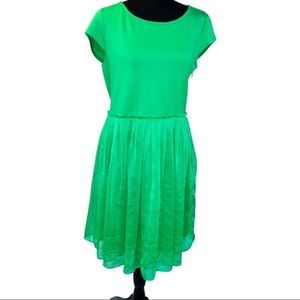 The Limited Green fit n flare paper bag dress M